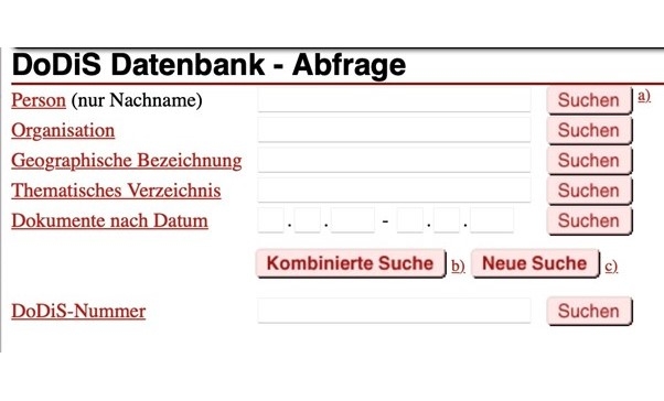 Screenshot Dodis-Datenbank 2001