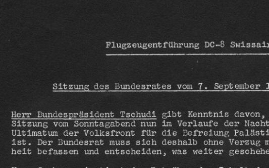 Krisensitzung des Bundesrats am Morgen des 7. September 1970, dodis.ch/35415. Krisensitzung des Bundesrats am Morgen des 7. September 1970, dodis.ch/35415.